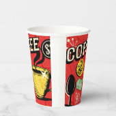 Trendy elegant rustic coffee lovers red  pappbecher (Rechts)