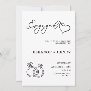 Trendy Elegant Schwarz und Weiß minimalistisch Einladung