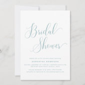 Trendy Elegant Script Dusty Blue Brautparty Einladung (Vorderseite)