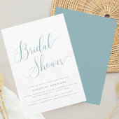 Trendy Elegant Script Dusty Blue Brautparty Einladung