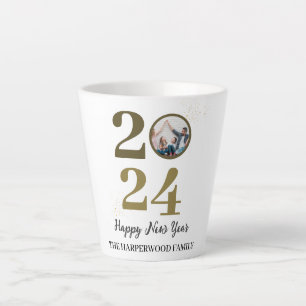 Trendy Elegant Script Happy New Year One Foto Milchtasse