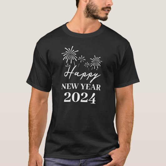 Trendy Elegant Script Happy New Year T-Shirt (Vorderseite)