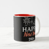 Trendy Elegant Script Happy New Year Zweifarbige Tasse (VorderseiteRechts)