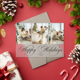 Trendy Elegant Script Photo Collage Christmas Card Acryleinladungen
