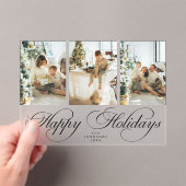 Trendy Elegant Script Photo Collage Christmas Card Acryleinladungen (Insitu (Handheld))