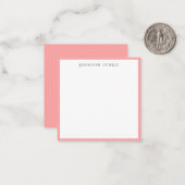 Trendy Elegant Simple Blush Pink & White Name Mitteilungskarte (Vorderseite/Rückseite Beispiel)