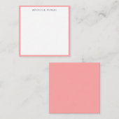 Trendy Elegant Simple Blush Pink & White Name Mitteilungskarte (Vorne/Hinten)