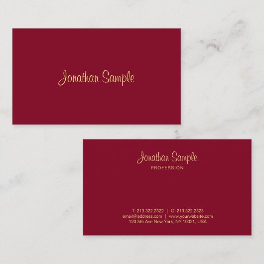 Trendy Elegant Simple Design Imitats Gold Text Lux Visitenkarte (Vorne/Hinten)
