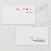 Trendy Elegant Simple Pink White Chic Einzigartig Visitenkarte (Vorne/Hinten)