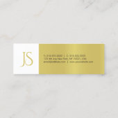 Trendy Elegant Sleek Design Chic Gold Monogramm Mini Visitenkarte (Rückseite)