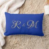 Trendy Elegant Solid Royal Blue Couple Initials Lendenkissen (Decke)
