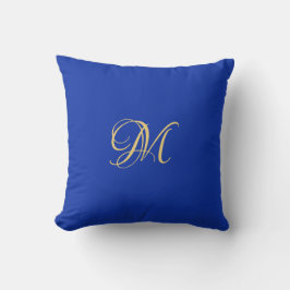 Trendy Elegant Solid Royal Blue Name Monogram Kissen