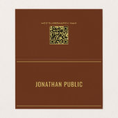 Trendy Elegant Template Folded Gold Text Brown Visitenkarten (Außenseite Aufgefaltet)