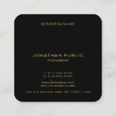 Trendy Elegant Template Monogram Black And Gold Quadratische Visitenkarte (Rückseite)