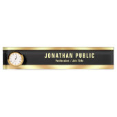 Trendy Elegant Template With Clock Luxurious Namensplakette (Vorderseite)