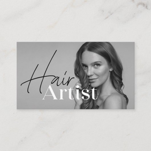 Trendy Elegant White Hairstylist Foto QR Code Visitenkarte (Vorderseite)