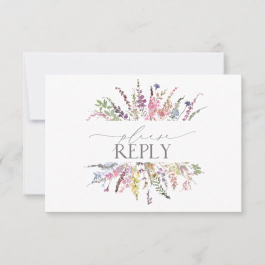 Trendy Elegant Wildblume Floral Wedding RSVP (Vorderseite)