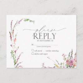 Trendy Elegant Wildblume Floral Wedding RSVP Einladungspostkarte