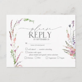 Trendy Elegant Wildblume Floral Wedding RSVP Einladungspostkarte