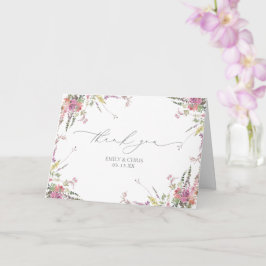 Trendy Elegant Wildblume Floral Wedding Vielen Dan Karte