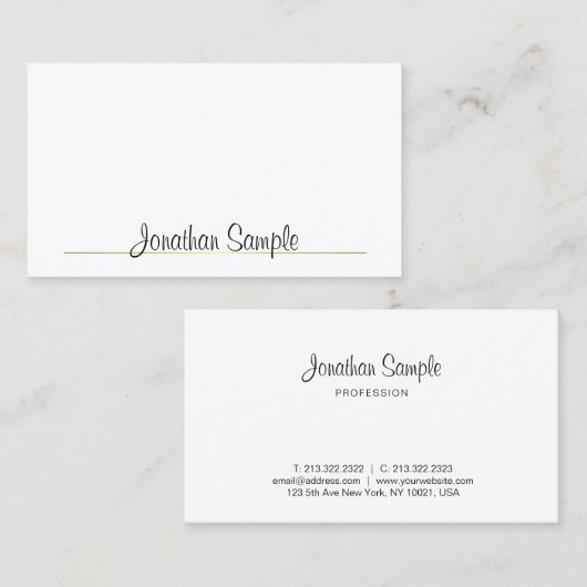 Trendy Elegante Design Schlicht Deluxe Visitenkarte (Vorne/Hinten)