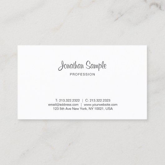 Trendy Elegante Design Schlicht Deluxe Visitenkarte (Rückseite)