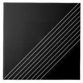 Trendy Elegante Diagonal Lines on Black Fliese (Vorderseite)