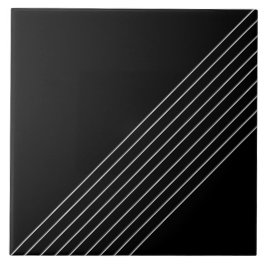 Trendy Elegante Diagonal Lines on Black Fliese