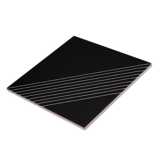 Trendy Elegante Diagonal Lines on Black Fliese (Seite)