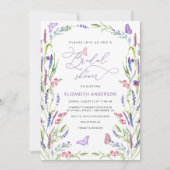 Trendy Elegante Floral Lavender Brautparty Einladung (Vorderseite)