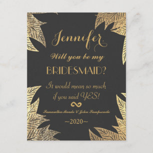 Trendy Elegante Gold Imitate Gezeichnet Leaf-Muste Einladung