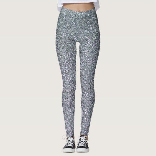 Trendy Elegante Gray Glitzer Leggings (Vorderseite)