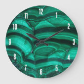 Trendy Elegante Green Malachite Crystal Stone Große Wanduhr (Vorderseite)