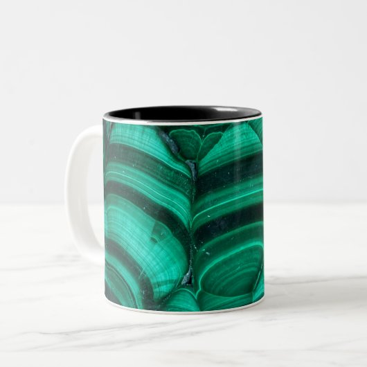Trendy Elegante Green Malachite Crystal Stone Zweifarbige Tasse (Vorderseite Links)