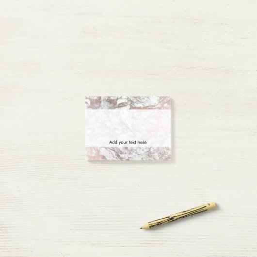 Trendy elegante Imitat Rose Gold Moderner Marmor Post-it Klebezettel (Auf Schreibtisch)