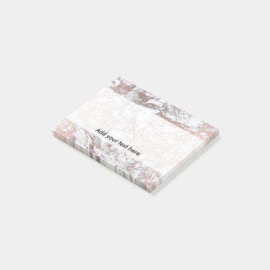 Trendy elegante Imitat Rose Gold Moderner Marmor Post-it Klebezettel (angewinkelt)