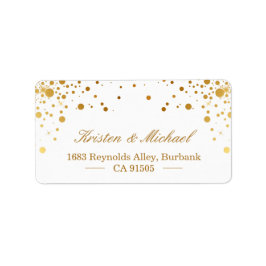 Trendy Elegante Imitate Gold Glam Confetti Dots Adressaufkleber