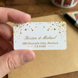 Trendy Elegante Imitate Gold Glam Confetti Dots Adressaufkleber