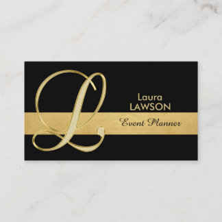 Trendy elegante mit Monogramm Goldschwarz-Initiale Visitenkarte