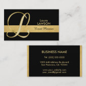Trendy elegante mit Monogramm Goldschwarz-Initiale Visitenkarte (Vorne/Hinten)