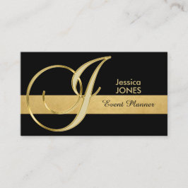 Trendy elegante mit Monogramm Goldschwarz-Initiale Visitenkarte