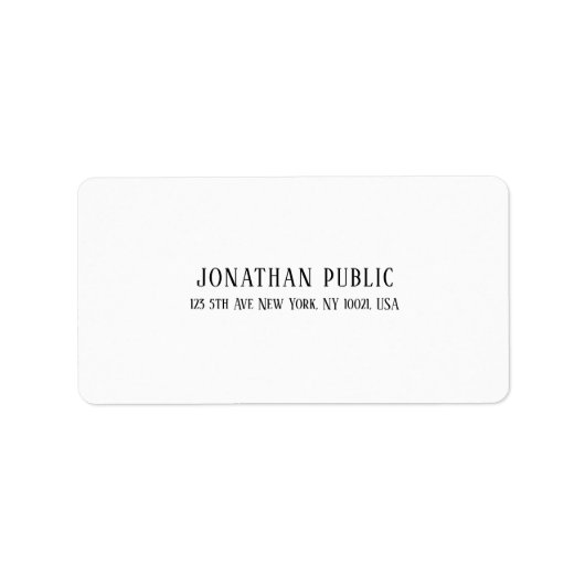 Trendy Elegante Moderne, Schlichte Adresse Adressaufkleber (Vorne)