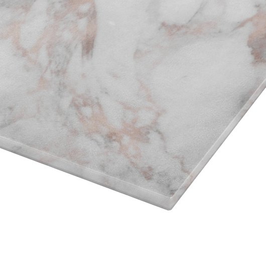 Trendy Elegante Rose Gold Weiße Marmorvorlage Schneidebrett (Ecke)