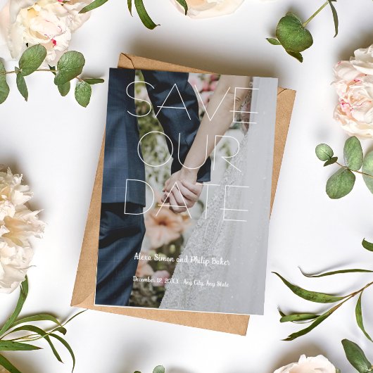 Trendy elegante Verlobung Foto Hochzeit Einladung