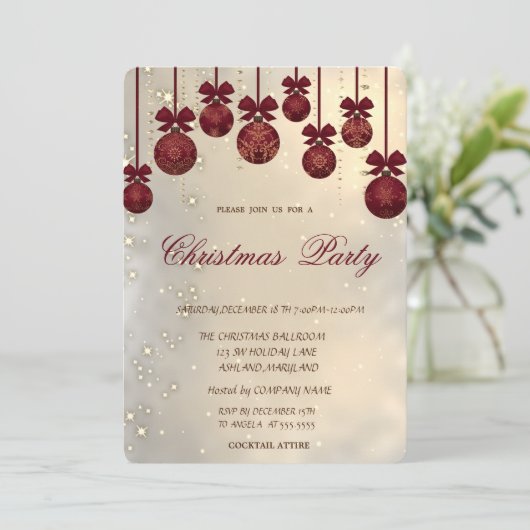 Trendy Elegante Weihnachtsbälle, Weihnachts-Party Einladung (Stehend Vorderseite)