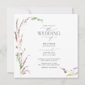 Trendy Elegante Wildblume Floral Foto Wedding Inv Einladung (Vorderseite)