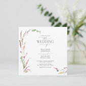 Trendy Elegante Wildblume Floral Wedding Einladung (Stehend Vorderseite)