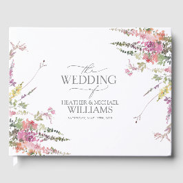 Trendy Elegante Wildblume Floral Wedding Gästebuch