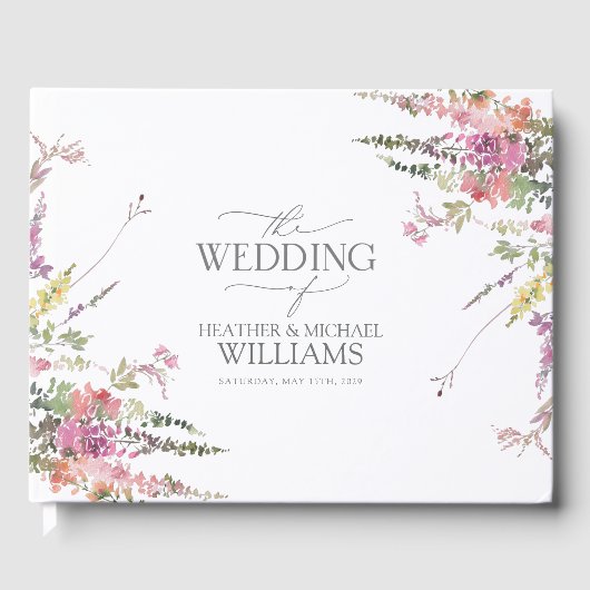 Trendy Elegante Wildblume Floral Wedding Gästebuch (Vorderseite)