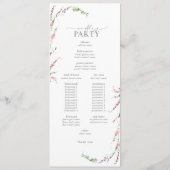 Trendy Elegante Wildblume Floral Wedding Programm (Rückseite)